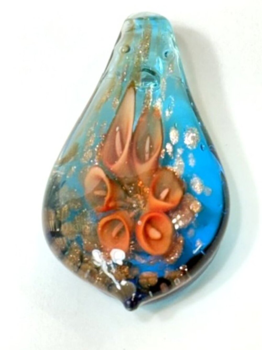 Venetian glass three-dimensional calla lily pendant.